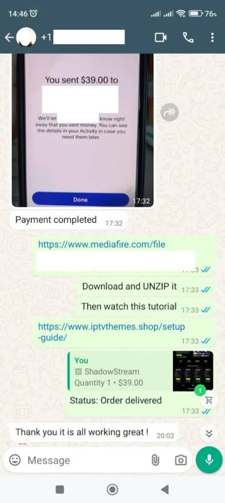 WhatsApp support chat — Paid & working